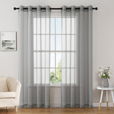 Elegant Lightweight Grommet Light Filtering Window Solid Color Sheer Curtains Charcoal Grey 54Wx84L